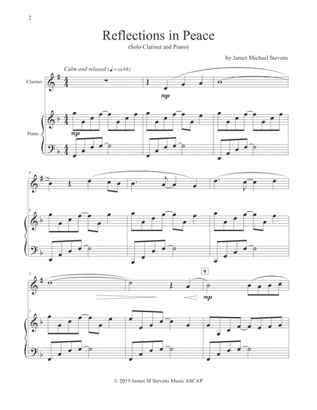 Reflections In Peace Clarinet Piano Page 2