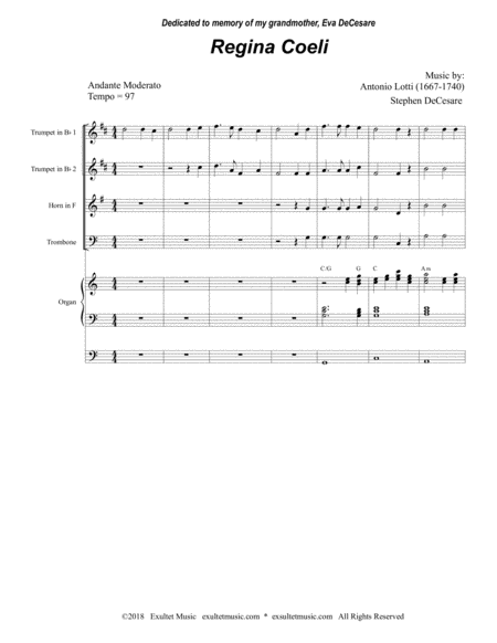 Regina Coeli For Brass Quartet Page 2