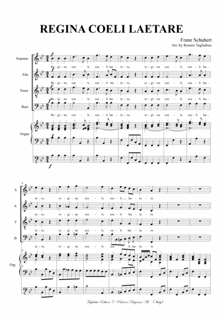 Regina Coeli Laetare F Schubert Arr For Satb Choir And Organ Page 2