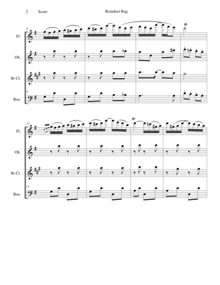 Reindeer Rag By Joseph Lamb For Woodwind Quartet Page 2