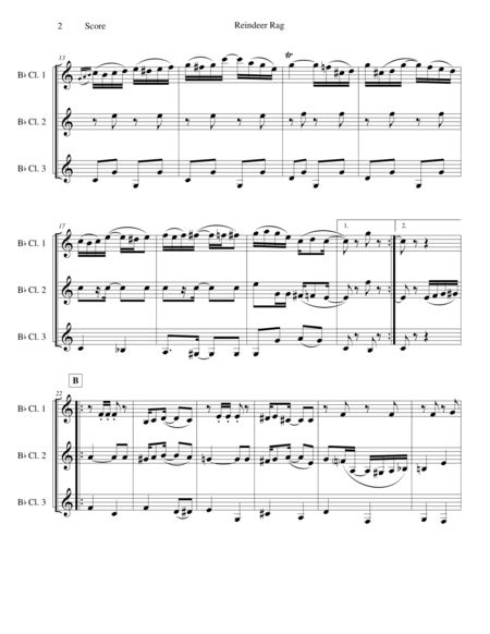 Reindeer Rag For Clarinet Trio Page 2