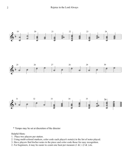 Rejoice In The Lord For Beginning Handbells Chimes And Flute Or Piano Page 2