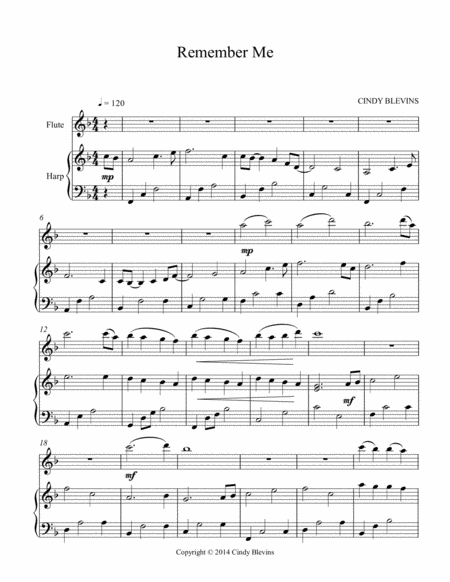 Remember Me For Harp And Flute From My Book Gentility For Harp And Flute Page 2