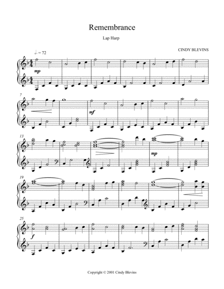 Remembrance An Original Solo For Lap Harp From My Book Gentility Lap Harp Version Page 2