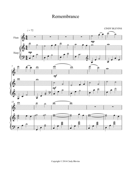 Remembrance For Harp And Flute From My Book Gentility For Harp And Flute Page 2