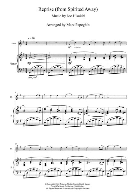 Reprise From Spirited Away Flute Piano Page 2