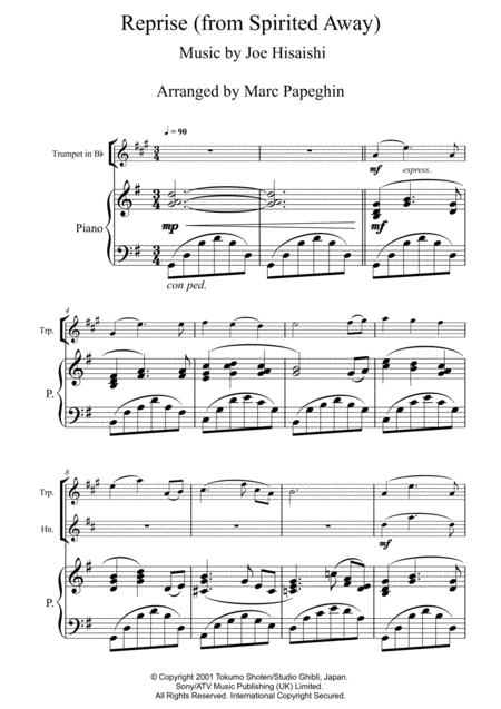 Reprise From Spirited Away Trumpet French Horn Piano Page 2