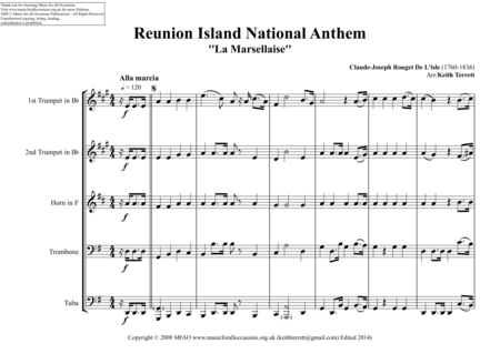Reunion Island National Anthem La Marsellaise For Brass Quintet Page 2
