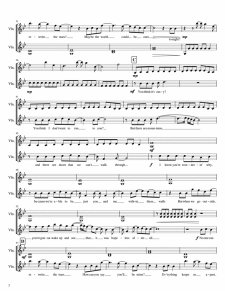 Rewrite The Stars From The Greatest Showman Violin Duet Page 2