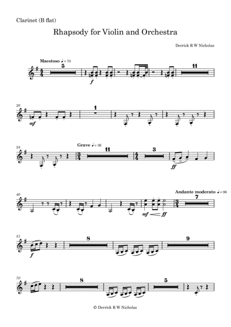 Rhapsody In F For Violin And Orchestra Opus 3 Clarinet Page 2