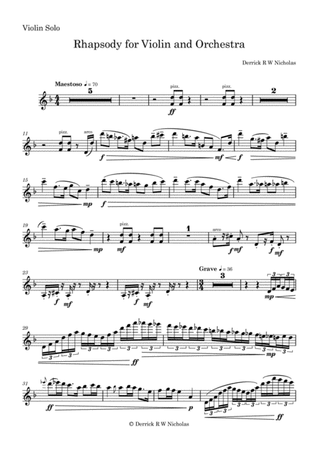 Rhapsody In F For Violin And Orchestra Opus 3 Solo Violin Page 2
