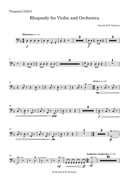 Rhapsody In F For Violin And Orchestra Opus 3 Timpani Page 2