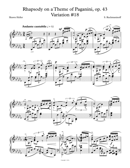 Rhapsody On A Theme Of Paganini Op 43 Variation 18 Arr Piano Solo Page 2