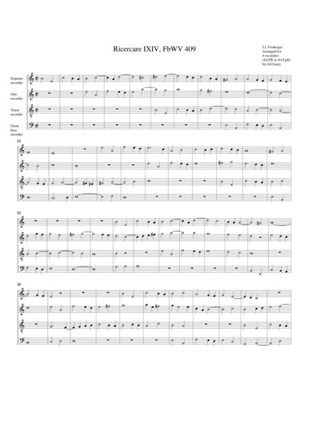 Ricercare No 9 Fbwv 409 Arrangement For 4 Recorders Page 2