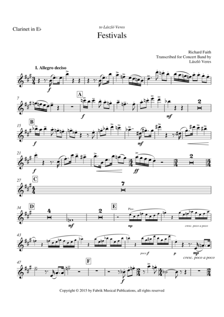 Richard Faith Lszl Veres Festivals For Concert Band Eb Clarinet Part Page 2