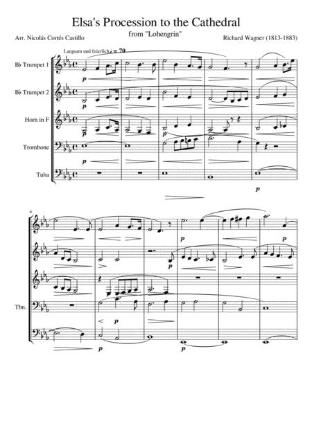 Richard Wagner Elsa Procession To The Cathedral Lohengrin Brass Quintet Page 2