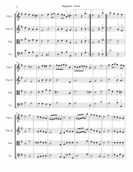 Rigaudon From Water Music For String Quartet Page 2