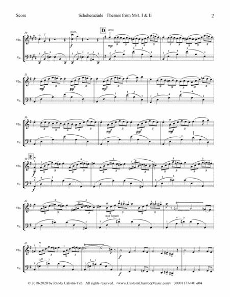 Rimsky Korsakov Scherazade Themes From Mvts 1 2 Violin Cello Duet Page 2