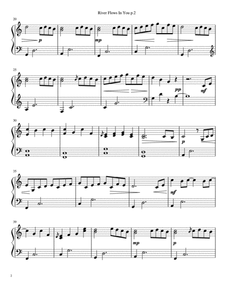 River Flows In You For Easy Piano Level 3 In A Minor Page 2