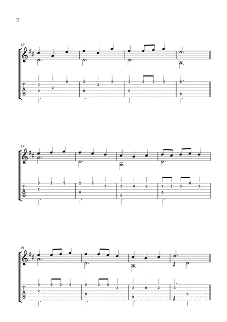 Robert De Vise Menuet Easy Classical Guitar With Tabs Page 2