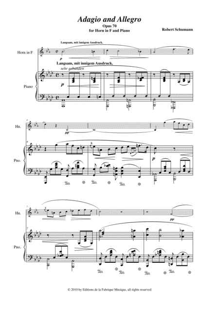 Robert Schumann Adagio And Allegro Opus 70 For Horn And Piano Page 2