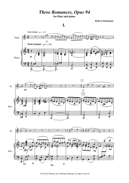 Robert Schumann Three Romances Drei Romanzen Opus 94 Arranged For Flute And Piano Page 2