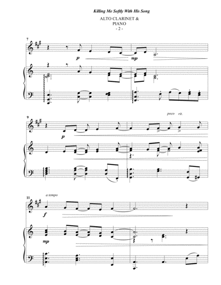 Roberta Flack Killing Me Softly With His Song For Alto Clarinet Piano Page 2