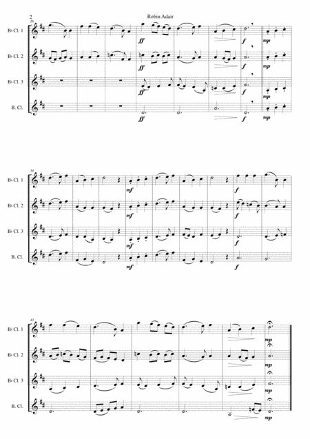 Robin Adair Eileen Aroon For Clarinet Quartet 3 B Flats 1 Bass Page 2