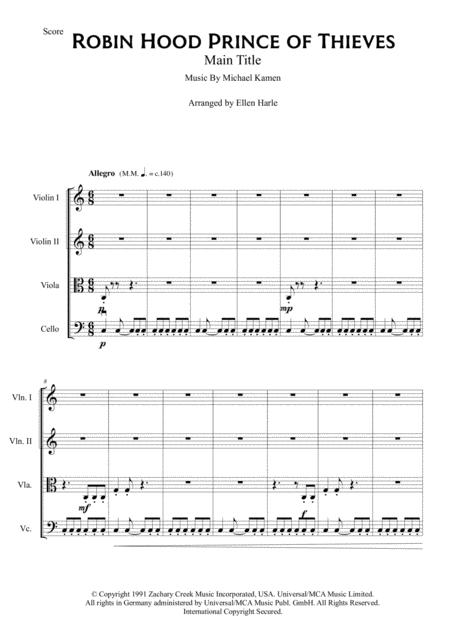 Robin Hood Prince Of Thieves Main Title Michael Kamen String Quartet Page 2