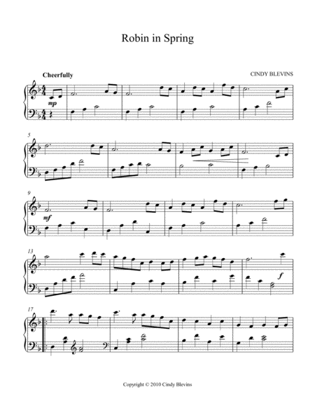 Robin In Spring An Original Piano Solo From My Piano Book Balloon Ride Page 2