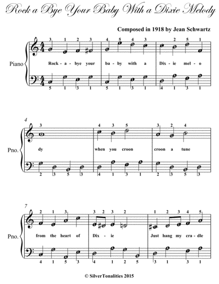 Rock A Bye Your Baby With A Dixie Melody Easiest Piano Sheet Music Page 2