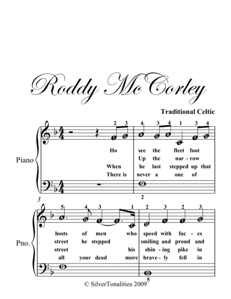 Roddy Mccorley Easy Piano Sheet Music Page 2