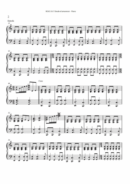 Rojo 24 7 Desde El Amanecer Piano Accompaniment Page 2