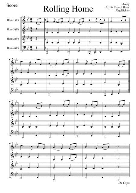 Rolling Home For French Horn Quartet Page 2