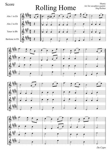 Rolling Home For Saxophone Quartet Page 2