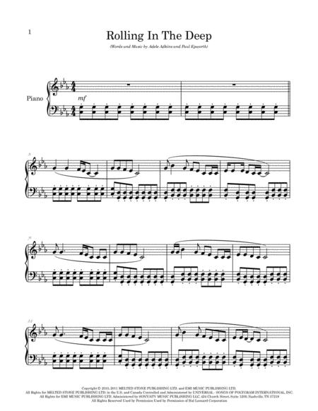 Rolling In The Deep Arranged For Piano Solo Page 2