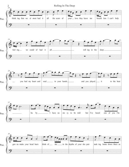 Rolling In The Deep Easy Key Of C Piano Page 2