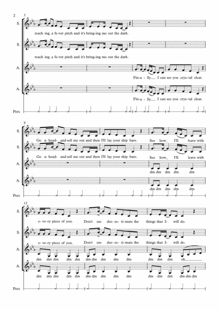 Rolling In The Deep Ssaa Unaccompanied Womens Choir Page 2