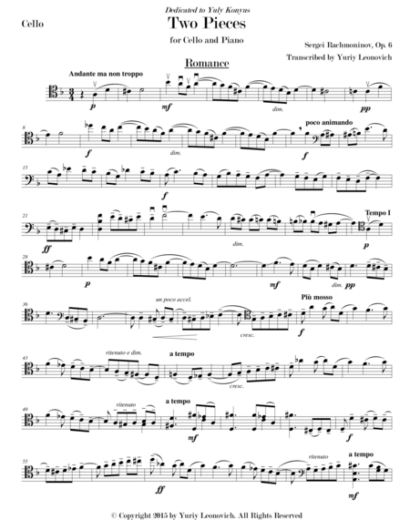 Romance And Hungarian Dance Op 6 Transcribed For Cello Page 2