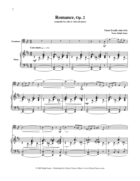Romance Op 2 For Trombone Piano Page 2
