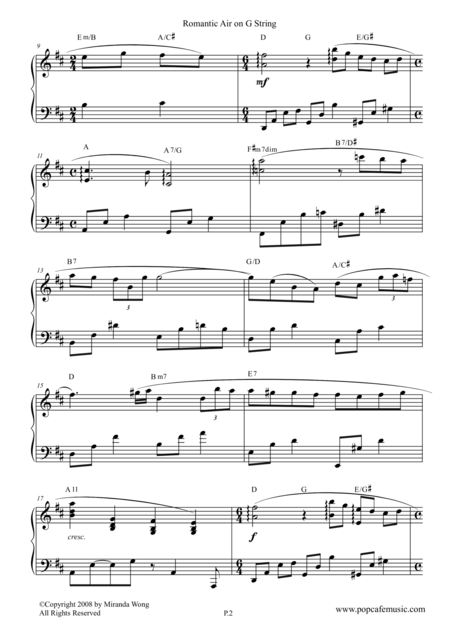 Romantic Air On G String Love Version In D Page 2