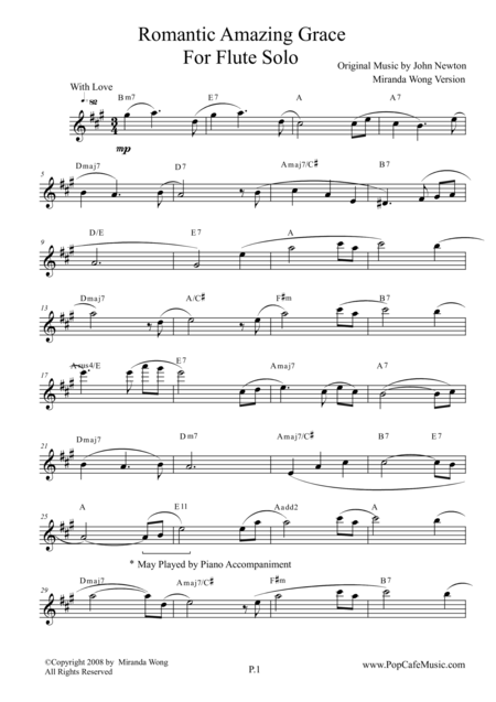 Romantic Amazing Grace Flute Or Piccolo Solo Love Version Page 2