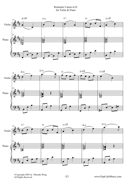 Romantic Canon In D For Violin Piano Page 2