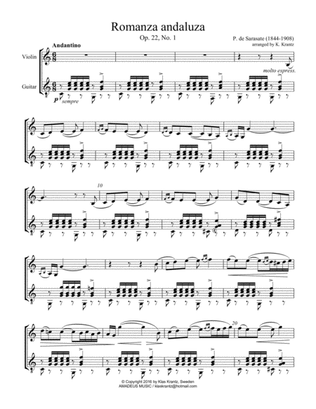 Romanza Andaluza Op 22 For Violin And Guitar Page 2