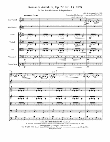 Romanza Andaluza Op 22 No 1 For Two Solo Violins And String Orchestra Page 2
