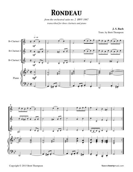 Rondeau From Suite No 2 For 3 Clarinets And Piano Page 2