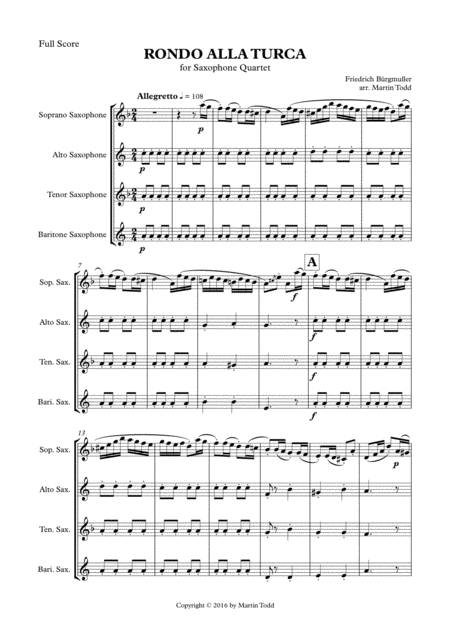 Rondo Alla Turca For Saxophone Quartet Satb Page 2