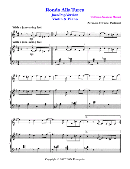 Rondo Alla Turca For Violin And Piano Page 2