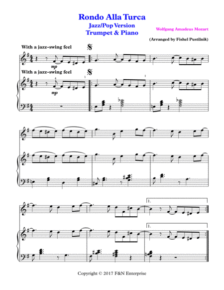 Rondo Alla Turca Piano Background For Trumpet And Piano Page 2