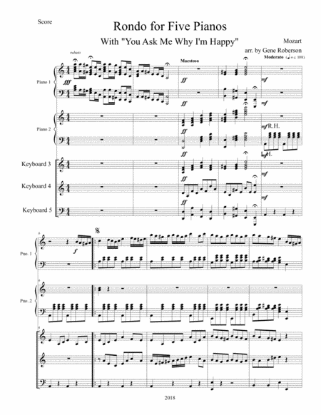 Rondo By Mozart For Five Pianos Keyboards Page 2